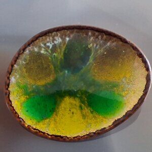 Vintage MCM Hogan Bolas Enamel Brooch Pin stamped